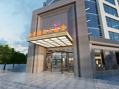 现代主义酒店建筑 酒店 酒店门头 会所酒店 建筑大门 酒店大门