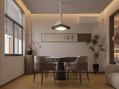 新中式茶室 侘寂 自然 棋牌室 原木