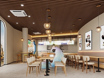 现代简约奶茶店