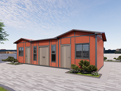 现代简约小公建 钢结构移动房屋 乡村住宅 revit