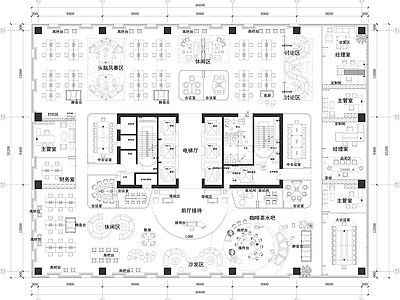 整体办公空间 整层办公空间设计 主管间 经理室 会议室 平面方案图