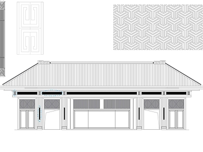售楼处建筑 新中式售楼处建筑 小区大门入口建筑 新中式大门