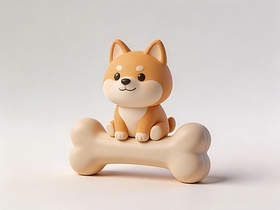 奶油风雕塑摆件 可爱 柴犬 硅胶 骨头 摆件