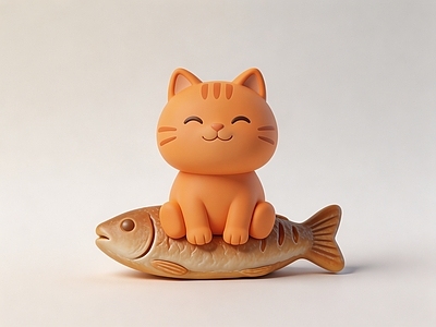 极简雕塑摆件 橘猫 鱼干 硅胶 雕塑 盲盒