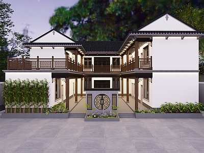 新中式四合院 自建房 合院 中式 外景