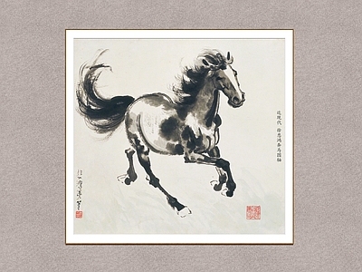 中式挂画 奔马 徐悲鸿 国画 装饰画