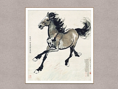 中式挂画 奔马 徐悲鸿 国画 装饰画
