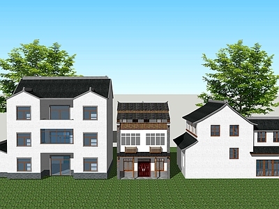 中式古建乡村民房 乡村民居自建房 新农村住宅建筑 民宿民房改造