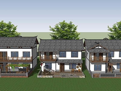 中式乡村民房 新农村住宅建筑 民宿民房改造 乡村民居自建房