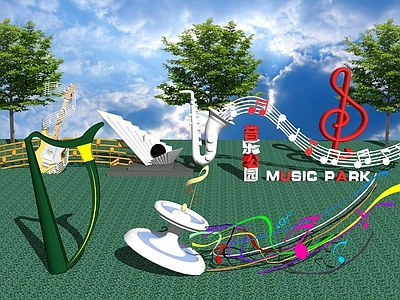 未来主义艺术装置 主题公园广场小品 音乐音符乐谱雕塑