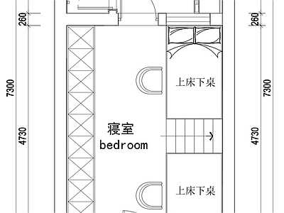 宿舍 双人寝室平面图