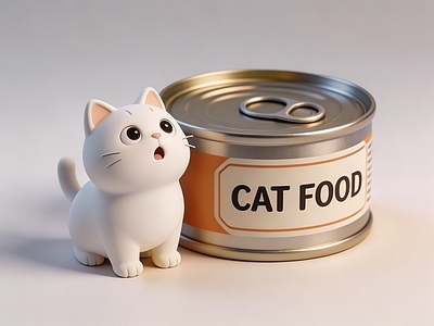 极简雕塑摆件 小猫仰视猫罐头 猫和猫罐头 盲盒潮玩 美陈