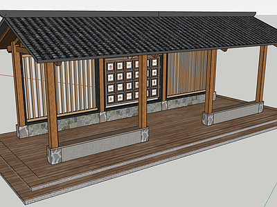 公园休憩廊亭 现代仿古文化廊亭 钢构木饰青瓦屋面 科普文化墙格栅