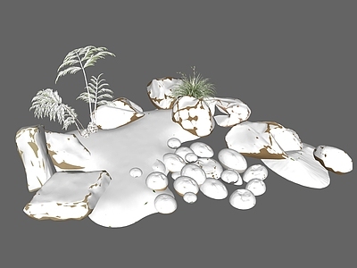 侘寂枯山水 雪景庭院植物 雪景植物 雪景石头 新中式庭院 石头植物