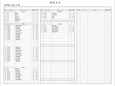 图表 图纸目录表