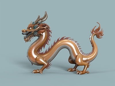 中式雕塑摆件 中国龙 龙美陈 中式龙 金龙 龙