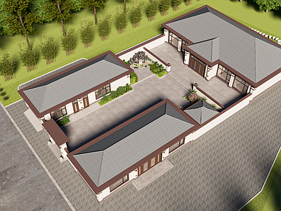 新中式四合院 新中式合院 自建房