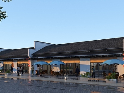 新中式餐饮建筑 徽派商业街