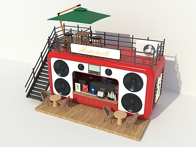 复古其他商业建筑 网红收音机 户外商店 奶茶店 网红集装箱