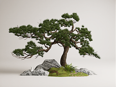 新中式景观小品 新中式景观松树