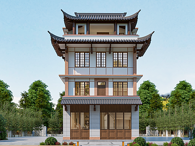 中式古建乡村民房 复古改造 仿古建筑