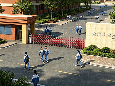 现代主义入口大门 学校入口大门