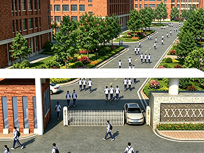 现代主义入口大门 学校门口