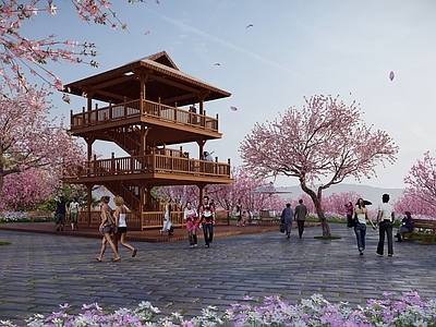 中式古建小公建 观景塔 观景楼