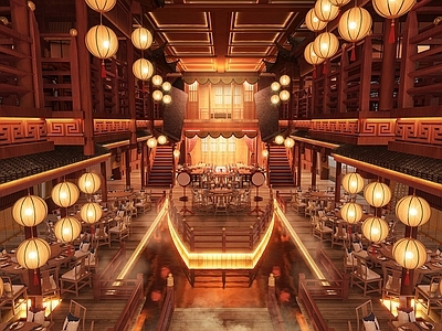 中式中餐厅 餐秀空间 传统文化特色餐厅 船形舞台餐饮空间 中式餐饮街区 演艺餐饮
