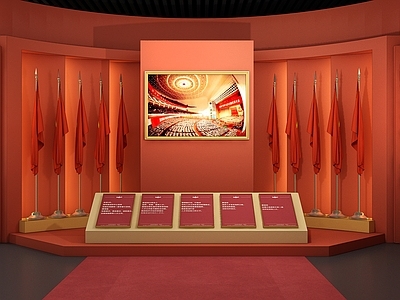 中式党建展厅 现代党政展厅 现在党建展厅 现在中式序厅 尾厅