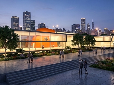 现代主义展览馆建筑 玻璃盒子建筑外观 展览馆建筑外观 超现代图书馆外观