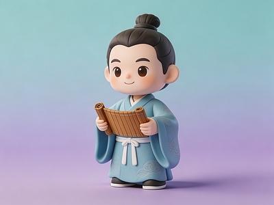 中式雕塑摆件 Q版庄子 庄子手办 庄子盲盒 国潮玩偶