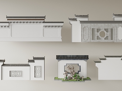 中式古建景墙 中式徽派别墅院门 古建庭院门 入户大门 仿古门楼门房