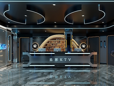 赛博朋克风KTV KTV前台 KTV大厅