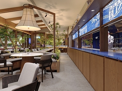 原木风中餐厅 现代火锅店 现代烤肉店 餐饮店门头外摆 餐饮店