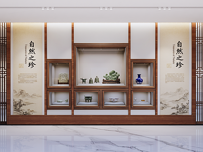 新中式博物馆展厅 中式博物馆 文化馆 博物馆展板 图文展板