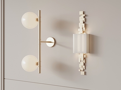 奶油风灯具组合 金属壁灯