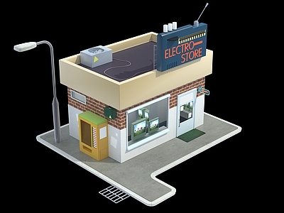现代主义专卖店 卡通 建筑 房子 商店