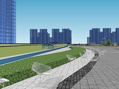 极简商业综合体景观 广场景观 文化铺装 户外家具