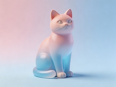 极简雕塑摆件 果冻色猫咪 猫咪 渐变色猫咪 治愈系萌宠