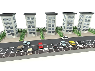 现代主义多层住宅楼 卡通 建筑 房子 住宅楼