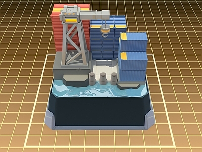 现代主义物流中心 卡通 建筑 物流港口 集装箱