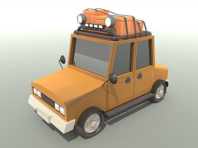 汽车 卡通 交通工具 黄色旅行小汽车