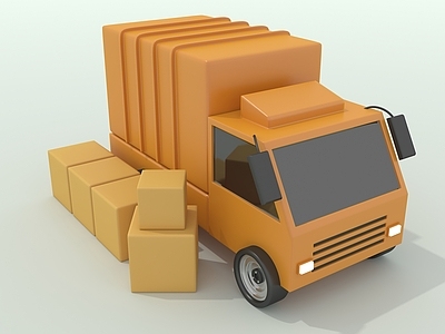 汽车 卡通 交通工具 桔色小货车