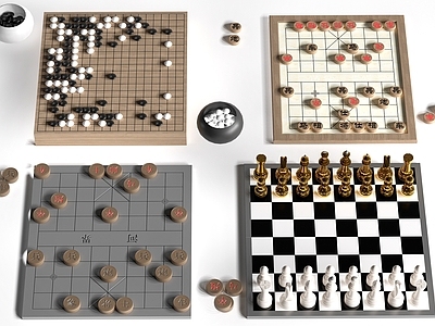 中式娱乐器材组合 现代棋盘 围棋象棋 跳棋国际象棋