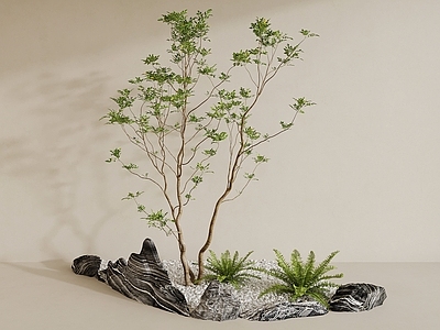 新中式室内景观 现代景观小品 景观树