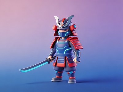 赛博朋克风虚拟人物 赛博风盔甲武士 盔甲武士 盲盒手办 潮玩人偶武士 美陈雕塑摆件