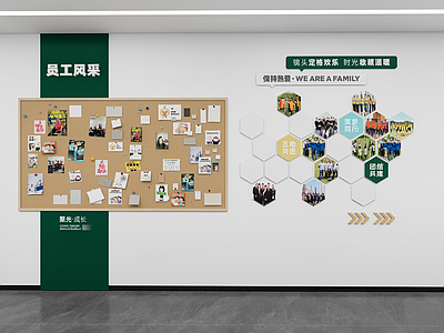 现代简约文化墙 员工风采墙 便签挂件