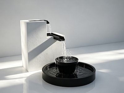 极简庭院小品 现代水钵 流水小品