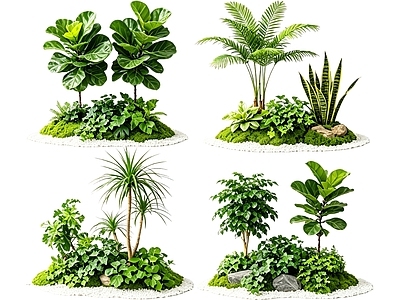 极简花境 2D室内植物组团 花境植物组团 花卉花镜 花草镜植物组合 花草花丛